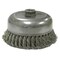 Weiler 6" Double Row Knot Wire Cup Brush .023" Steel Fill 5/8"-11 UNC Nut 12916 - alternate 1
